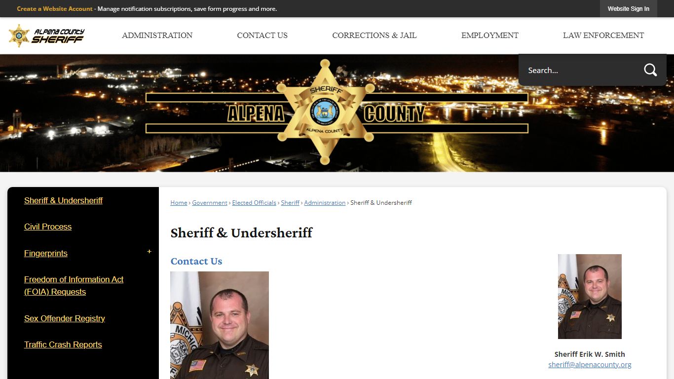 Sheriff & Undersheriff | Alpena County, MI